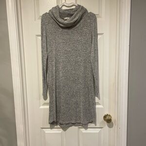 Cozy Gray Cowl Neck Sweater Dress for Women